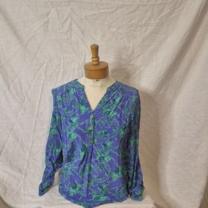 Lilly Pulitzer Vibrant Blue and Green Blouse